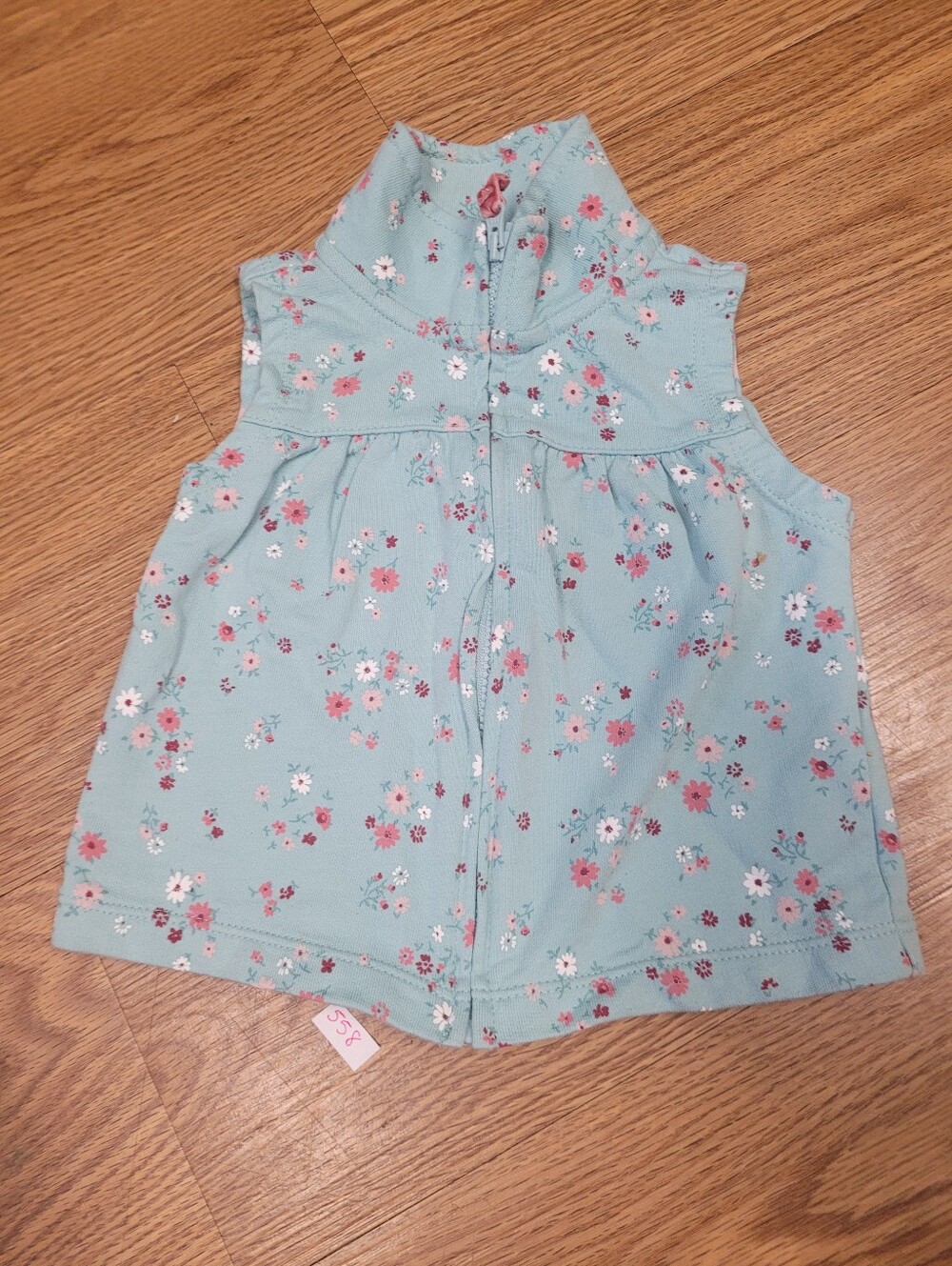 Carter's Infant Girl Vest Light Blue Pink Burgundy Floral 9 Months